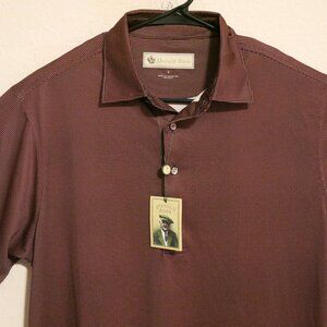 Donald Ross Shirt Mens Small New Short Sleeve Golf Polo Black Orange Dots